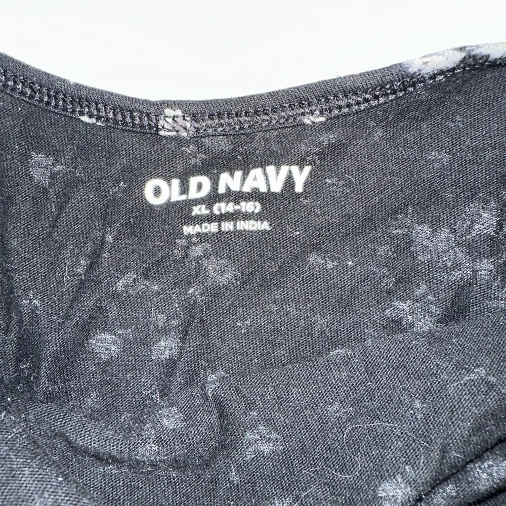 Old Navy Kid‎ Girls XL 14-16 Black Floral Tiered Short Sleeve Dress Pockets